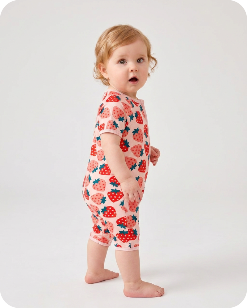 Strawberry Bamboo Baby Girl Short Pajama Set