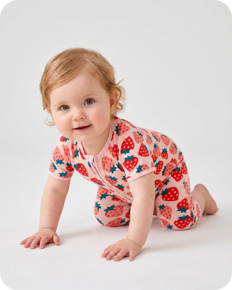 Strawberry Bamboo Baby Girl Short Pajama Set