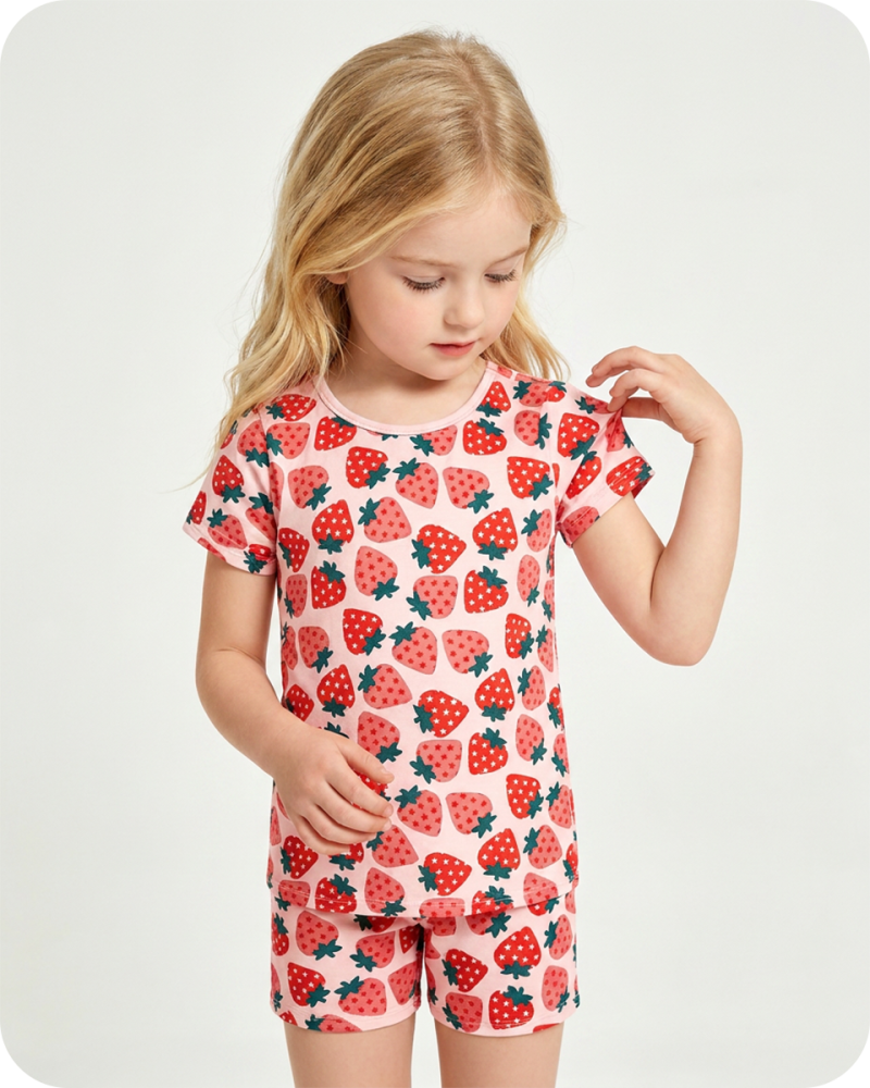 Strawberry Bamboo Kids Short Pajama Set