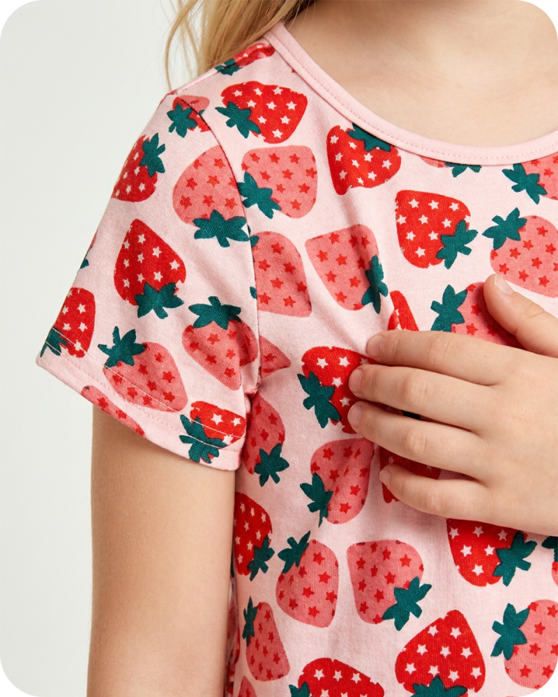 Strawberry Bamboo Kids Short Pajama Set