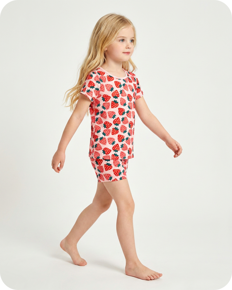 Strawberry Bamboo Kids Short Pajama Set