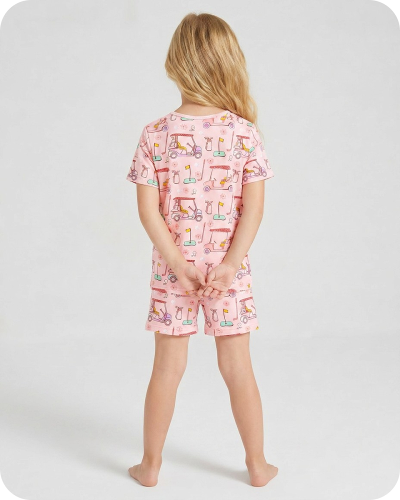 Toddler Bamboo Pajama Set in Tee Time Blossom Pink