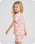 Toddler Bamboo Pajama Set in Tee Time Blossom Pink
