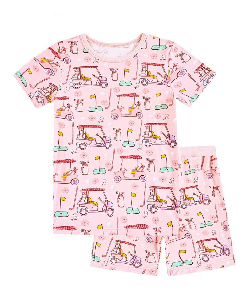 Toddler Bamboo Pajama Set in Tee Time Blossom Pink