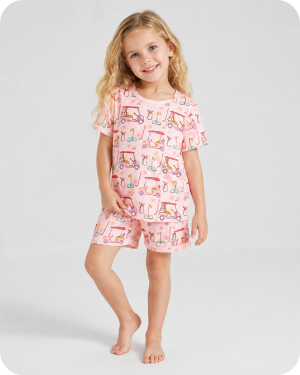 Toddler Bamboo Pajama Set in Tee Time Blossom Pink
