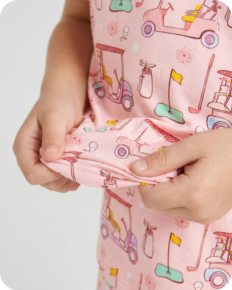 Toddler Bamboo Pajama Set in Tee Time Blossom Pink