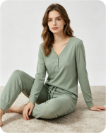 Women's Bamboo Pajama Pants Solid Green