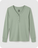 Women's Pajama Top V Neck Solid Green