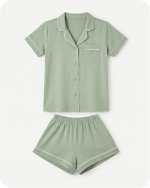 Women's Summer Bamboo Pajamas Solid Green