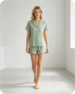 Women's Summer Bamboo Pajamas Solid Green