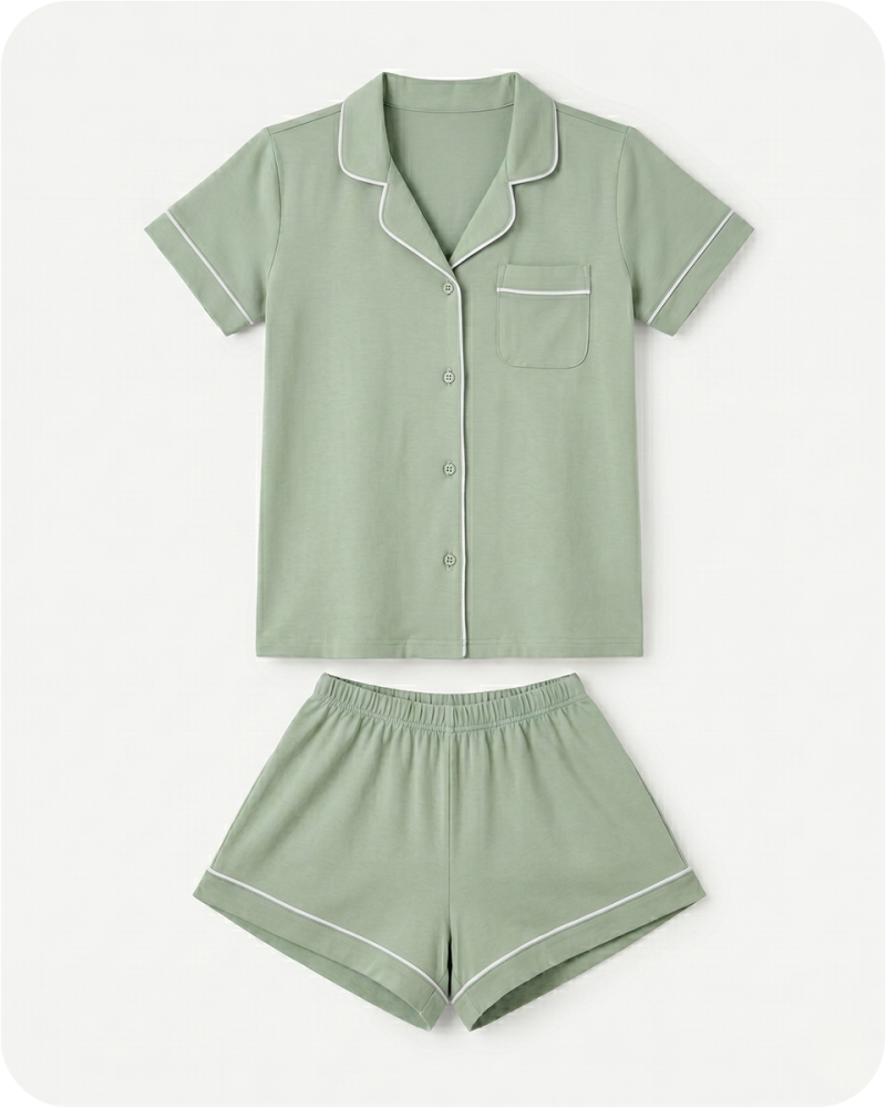 Women's Summer Bamboo Pajamas Solid Green