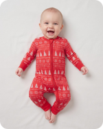 Bamboo Baby Christmas Pajamas Zippie Red Tree