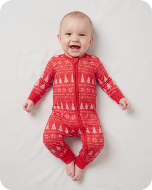 Bamboo Baby Christmas Pajamas Zippie Red Tree