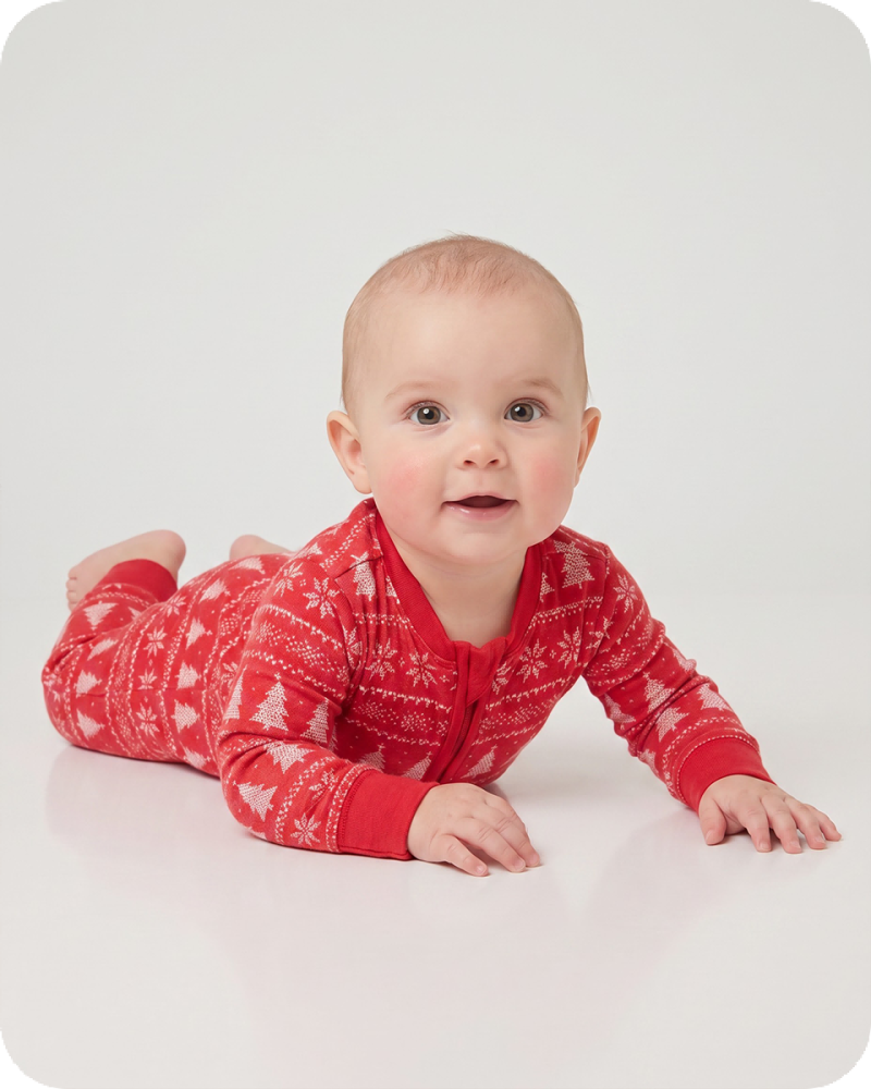 Bamboo Baby Christmas Pajamas Zippie Red Tree