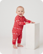 Bamboo Baby Christmas Pajamas Zippie Red Tree