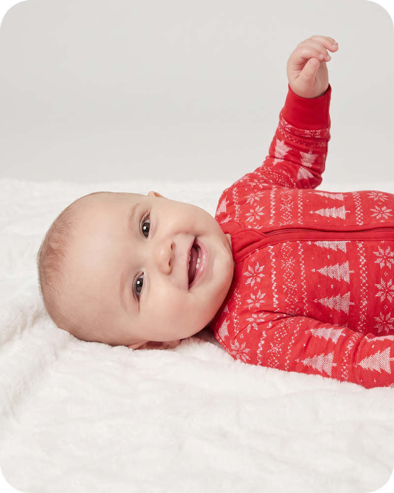 Bamboo Baby Christmas Pajamas Zippie Red Tree