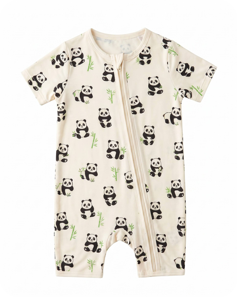 Bamboo Baby Pajamas Short Sleeve Romper Panda