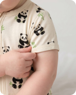 Bamboo Baby Pajamas Short Sleeve Romper Panda