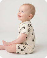 Bamboo Baby Pajamas Short Sleeve Romper Panda