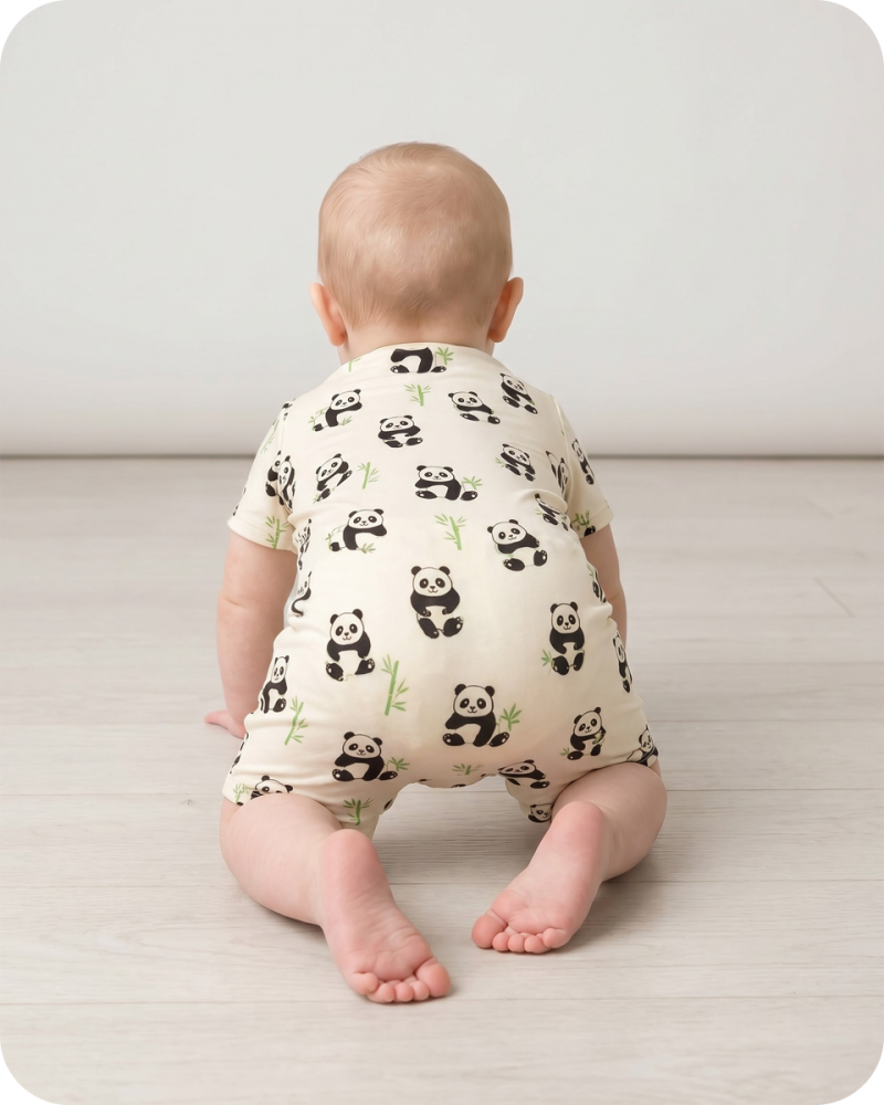Bamboo Baby Pajamas Short Sleeve Romper Panda