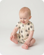 Bamboo Baby Pajamas Short Sleeve Romper Panda