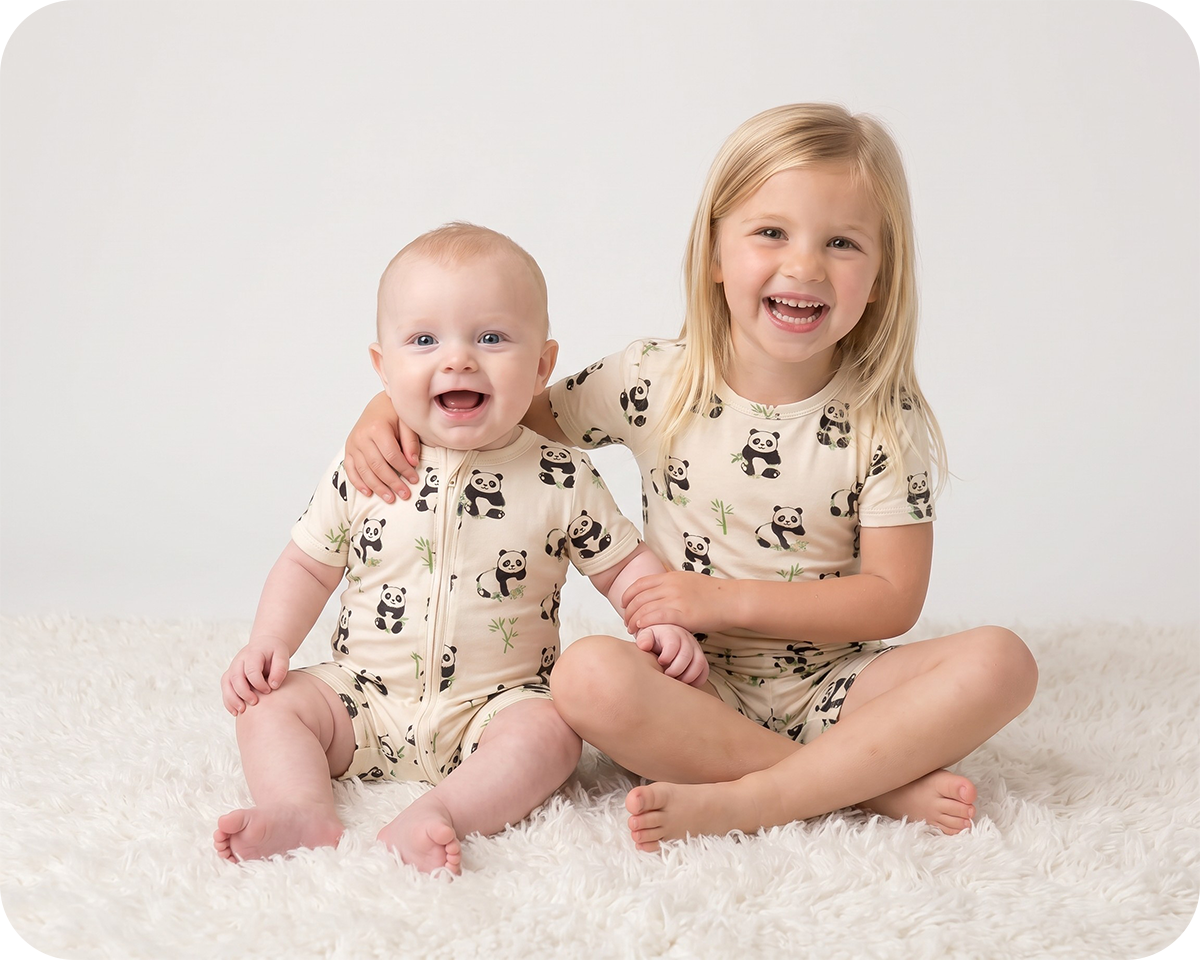 Bamboo Baby Pajamas Short Sleeve Romper Panda