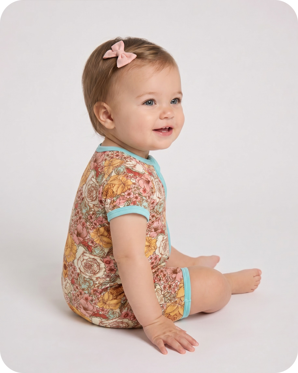 Bamboo Baby Shorty Romper Vintage Floral