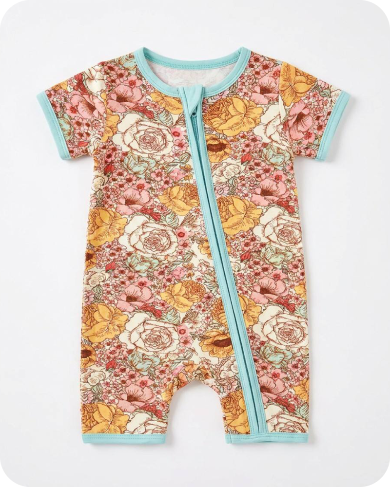 Bamboo Baby Shorty Romper Vintage Floral