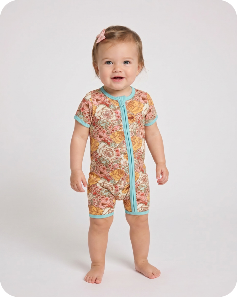 Bamboo Baby Shorty Romper Vintage Floral
