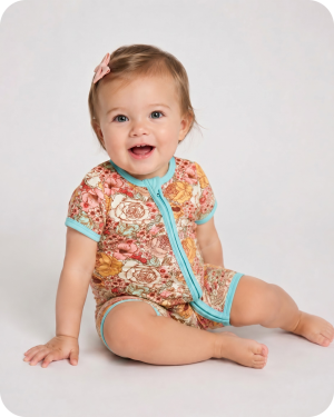 Bamboo Baby Shorty Romper Vintage Floral