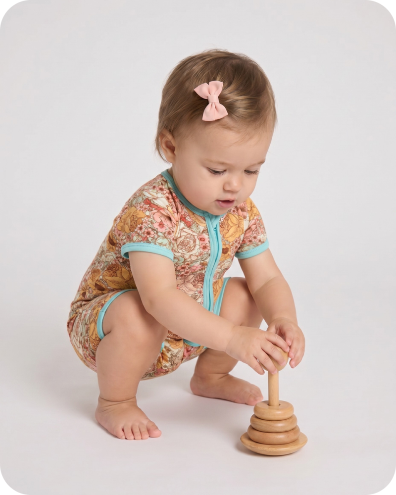 Bamboo Baby Shorty Romper Vintage Floral