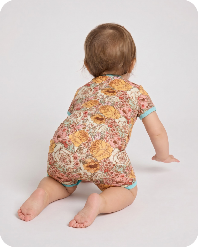 Bamboo Baby Shorty Romper Vintage Floral