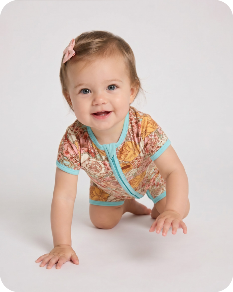 Bamboo Baby Shorty Romper Vintage Floral