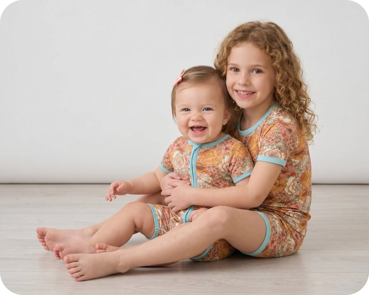 Bamboo Baby Shorty Romper Vintage Floral