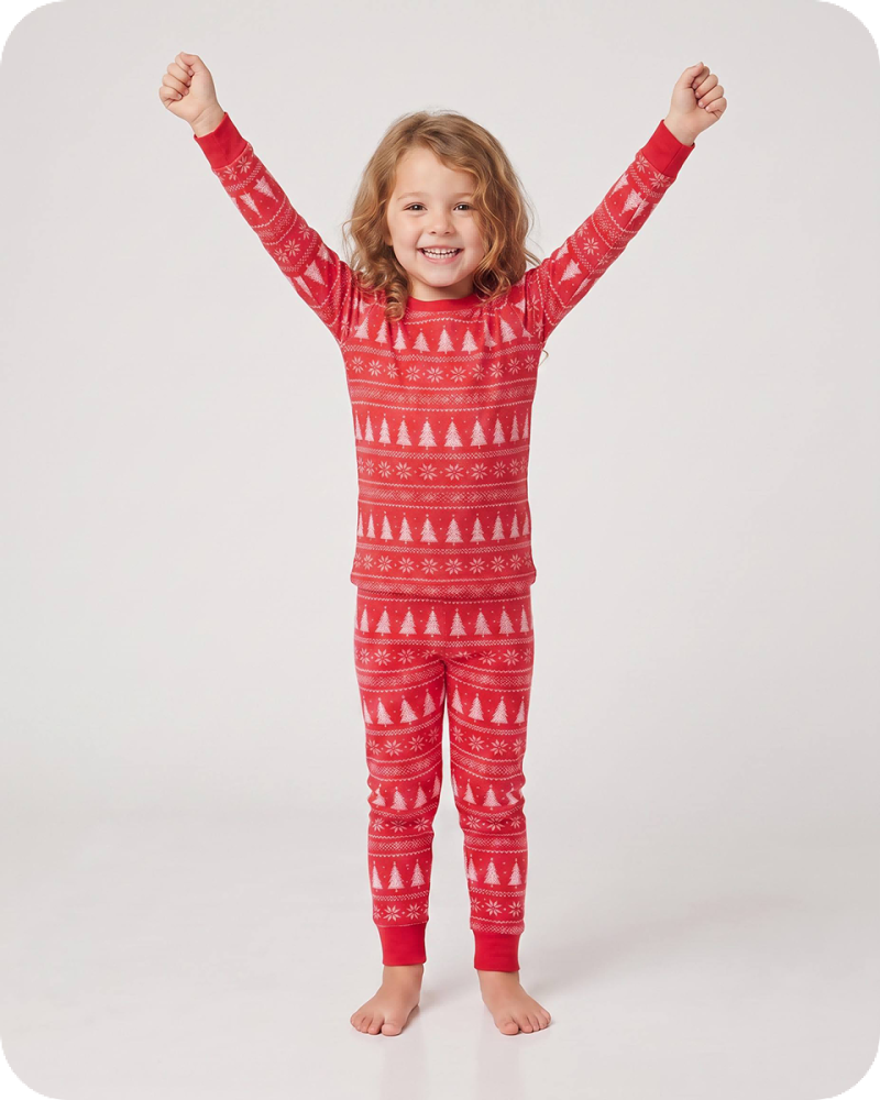 Bamboo Kids Christmas Pajamas Red Tree