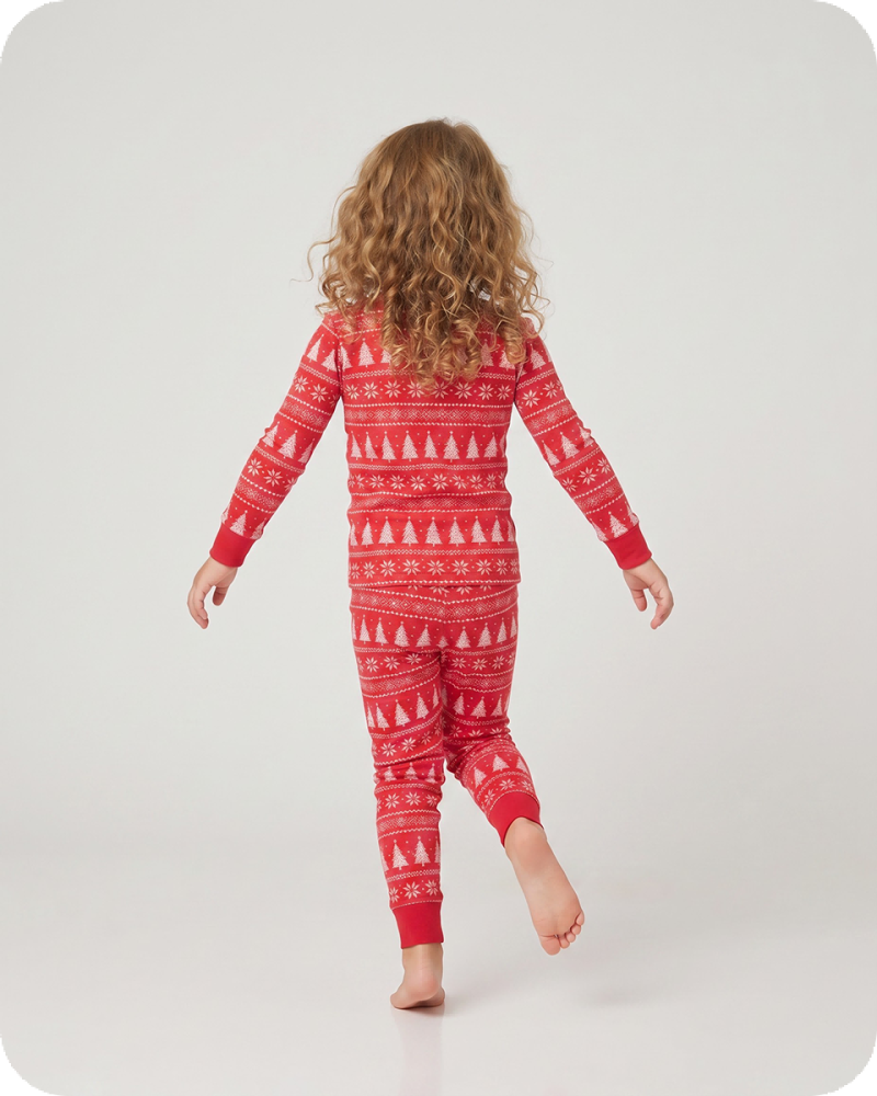 Bamboo Kids Christmas Pajamas Red Tree