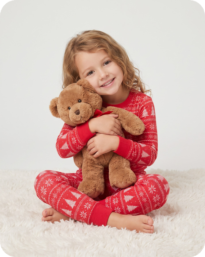 Bamboo Kids Christmas Pajamas Red Tree