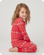 Bamboo Kids Christmas Pajamas Red Tree