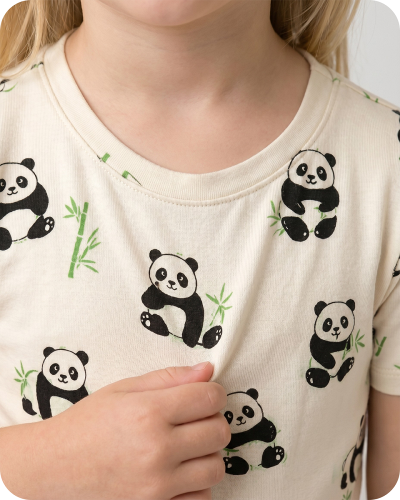 Bamboo Kids Pajamas Shortie Set Panda