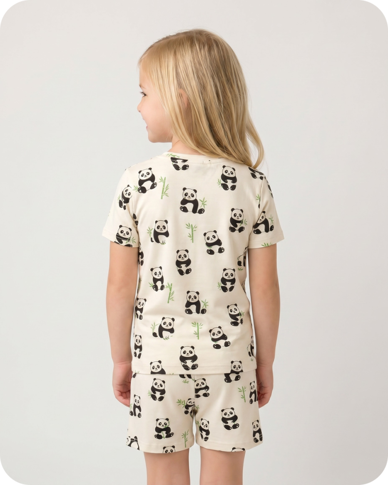 Bamboo Kids Pajamas Shortie Set Panda