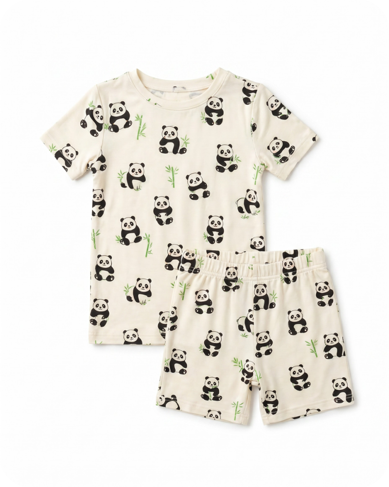 Bamboo Kids Pajamas Shortie Set Panda