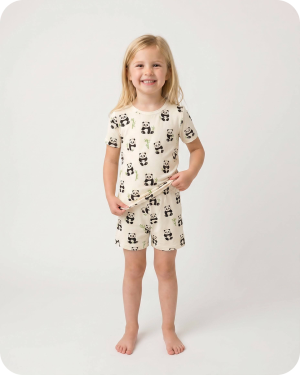 Bamboo Kids Pajamas Shortie Set Panda