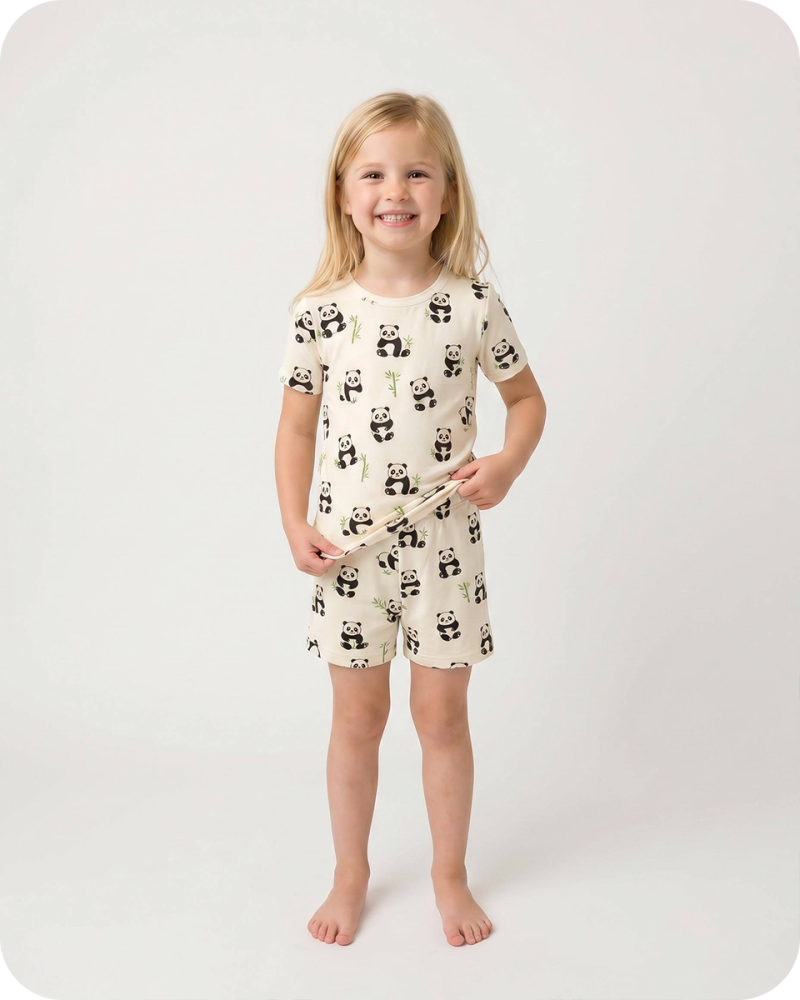 Bamboo Kids Pajamas Shortie Set Panda