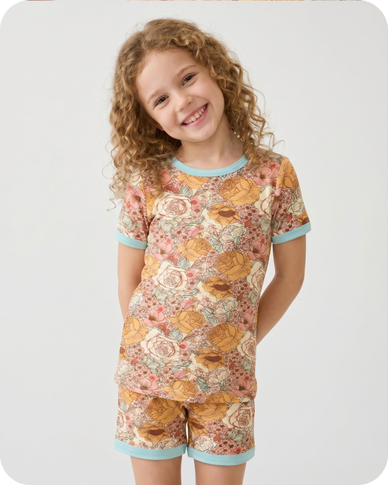 Bamboo Kids Short Pajama Set Vintage Floral