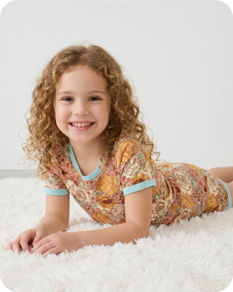Bamboo Kids Short Pajama Set Vintage Floral