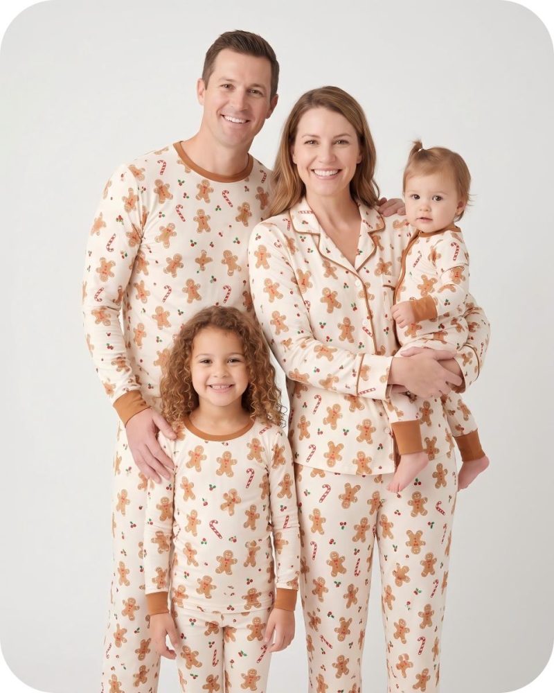 Bamboo Matching Family Christmas Pajamas Gingerbread Cream