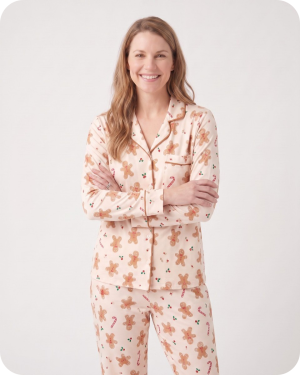 Bamboo Matching Family Christmas Pajamas Gingerbread Cream
