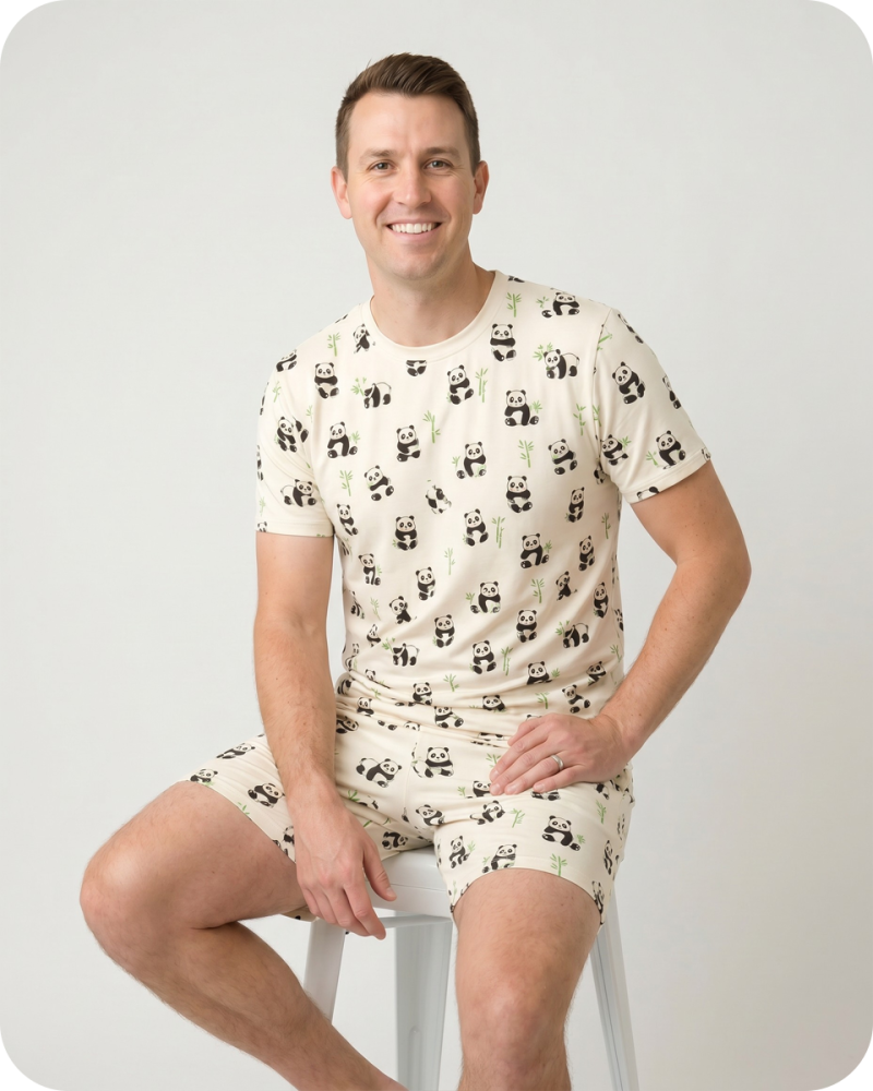 Dad and Son Bamboo Matching Clothes Men's Set Panda