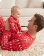 Dad and Son Matching Christmas Outfits Red Tree