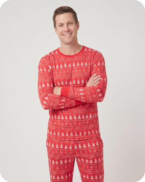 Dad and Son Matching Christmas Outfits Red Tree